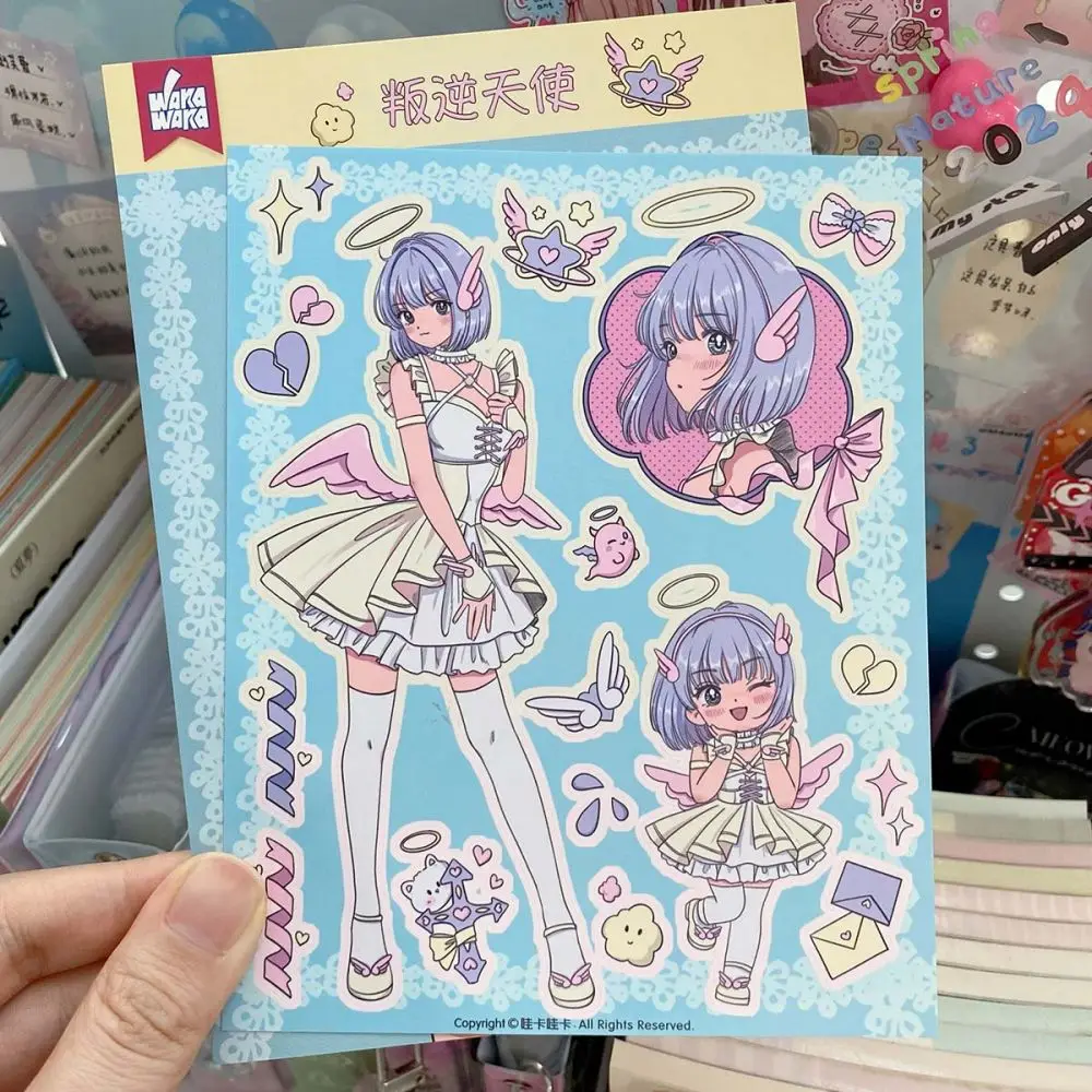 WAKAWAKA 1 buah stiker karakter Anime seri berkilau dekorasi Diy stiker gadis lucu untuk perencana buku tempel Album Diary