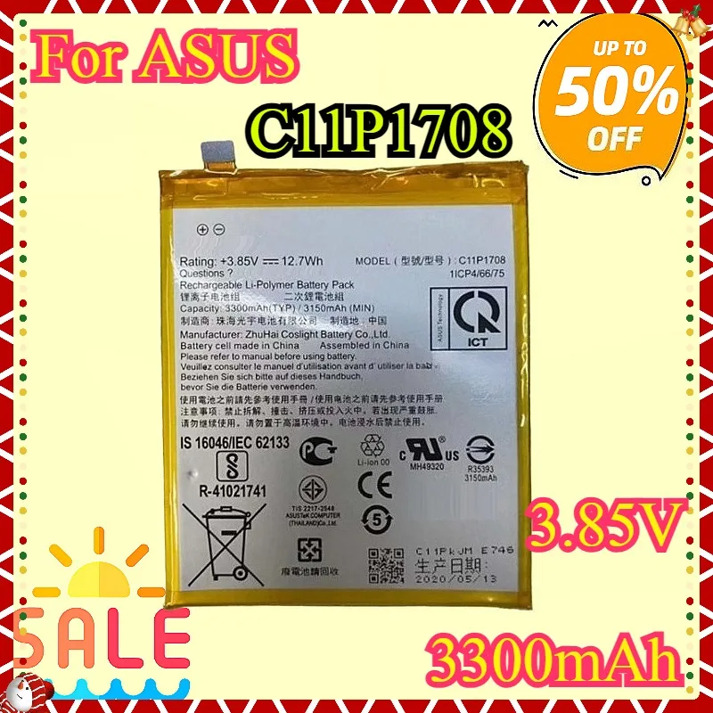 

NEW High quality Replacement Battery C11P1708 For ASUS Zenfone 5 5Z ZE620KL X00QD ZS620KL Z01RD Phone Battery 3300mAh