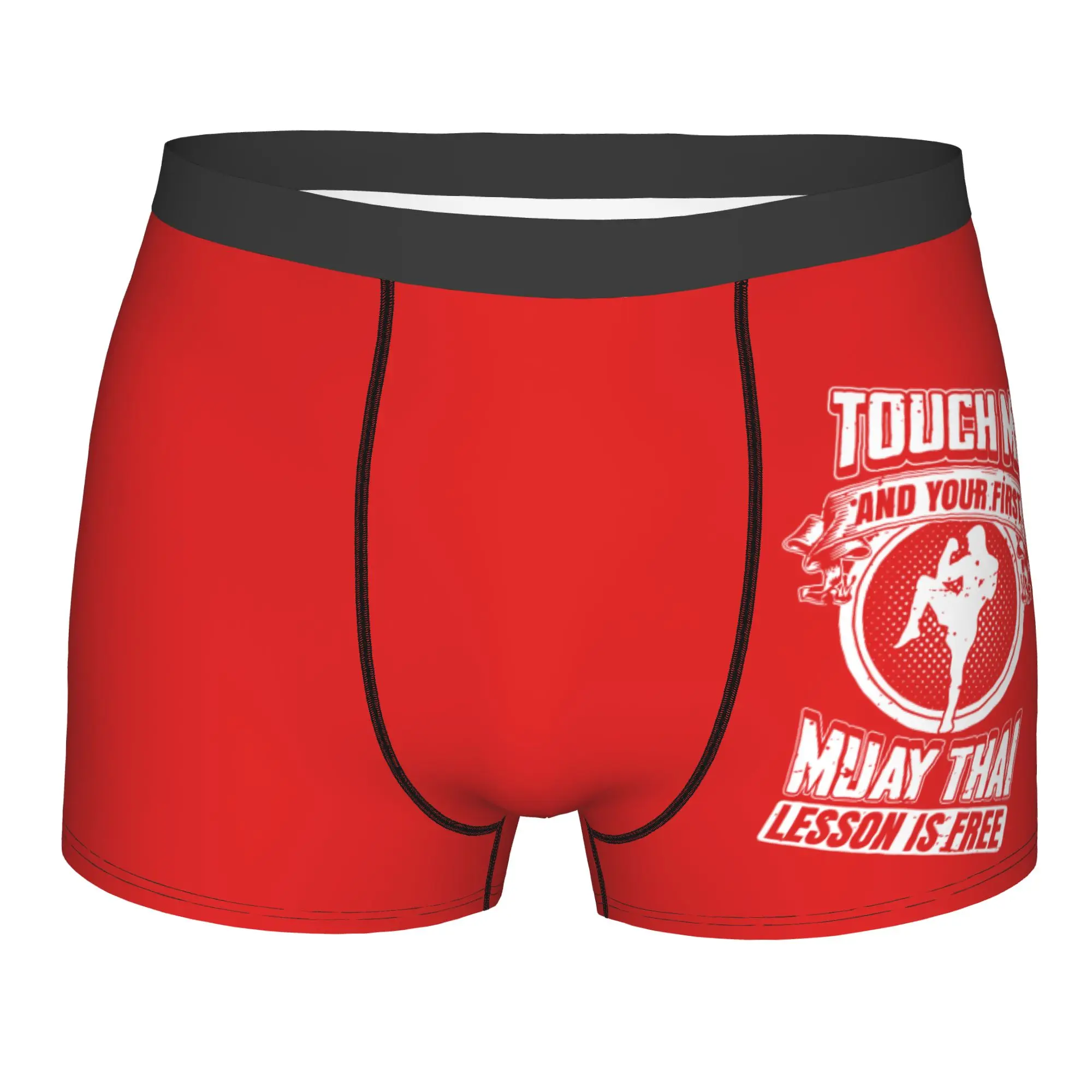 

Customized Touch Me and Your First Muay Is Free Boxer Shorts For Men 3D Print Thailand Martial Art Briefs Breathable Underpants