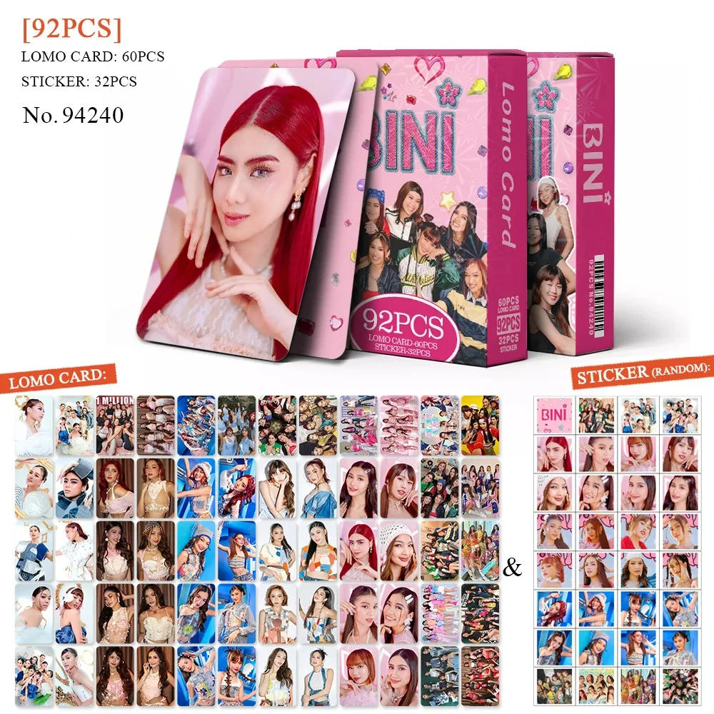 92Pcs/Set BINI Idol Girl New Album Lagi Series Lomo Cards HD Printd Photocards Aiah Colet Maloi Jhoanna Sheena Mikha Fans Gifts