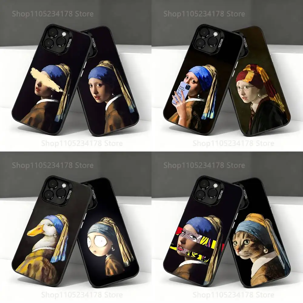 

Girl With A Pearl Earring Vermeer Black Phone Case Compatible with iPhone 17 16 15 14 13 12 11, Pro, Max, Plus, E, Air, Mini