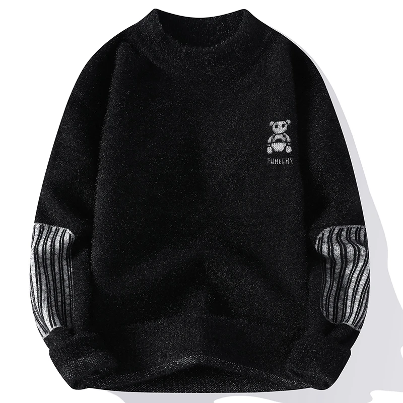 

men's autumn winter long sleeves knit sweater round neck jacquard cartoon pattern pullover leisure fashion trend men's clothing