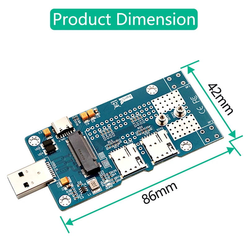 デュアルnano SIMカードスロット付きm.2to USB 3.0アダプター、3g、4g、5g、lteモジュール、3044、3052サイズ、m2 ngff、デスクトップ用キーカード、pc