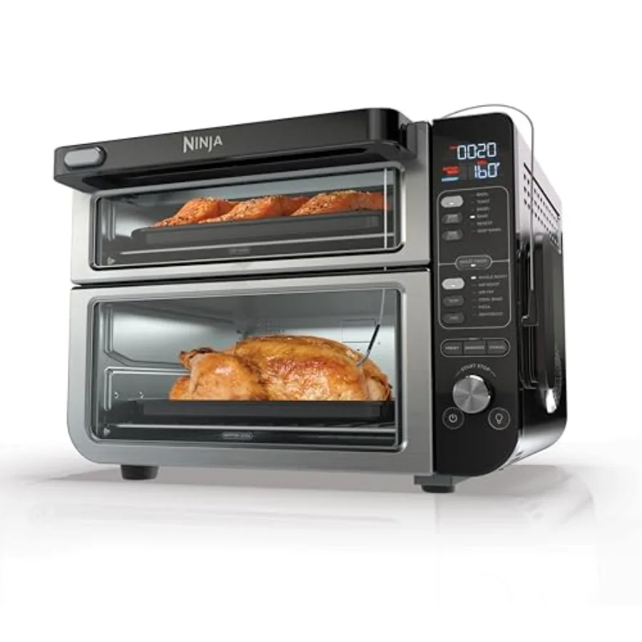 

12-in-1 Smart Double Oven with FlexDoor Thermometer FlavorSeal Smart Finish Rapid Top Convection and Air Fry Bottom in Stainles