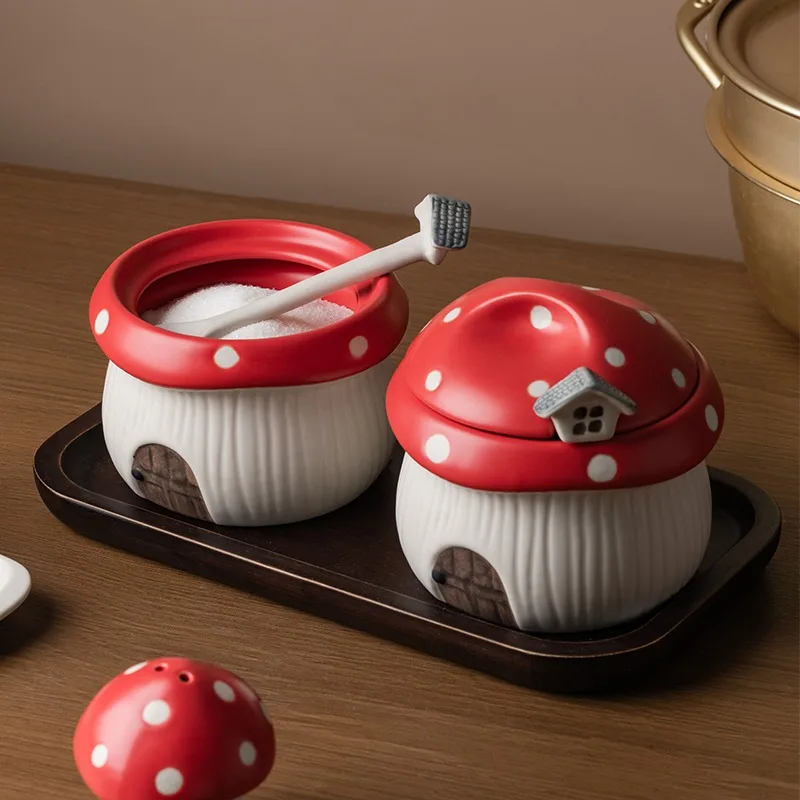 

Large Capacity Kitchen Ceramic Salt Seasoning Jar Seasoning Box, Small Spoon Salt Jar, Household and Commercial Storage