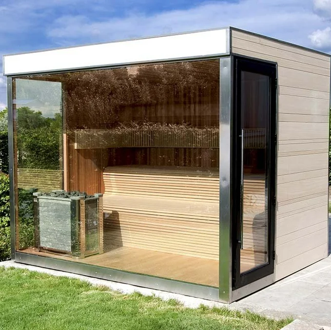 Commercial Luxury Outdoor Custom Sauna and Steam Room Solid Wood with Electric Heating