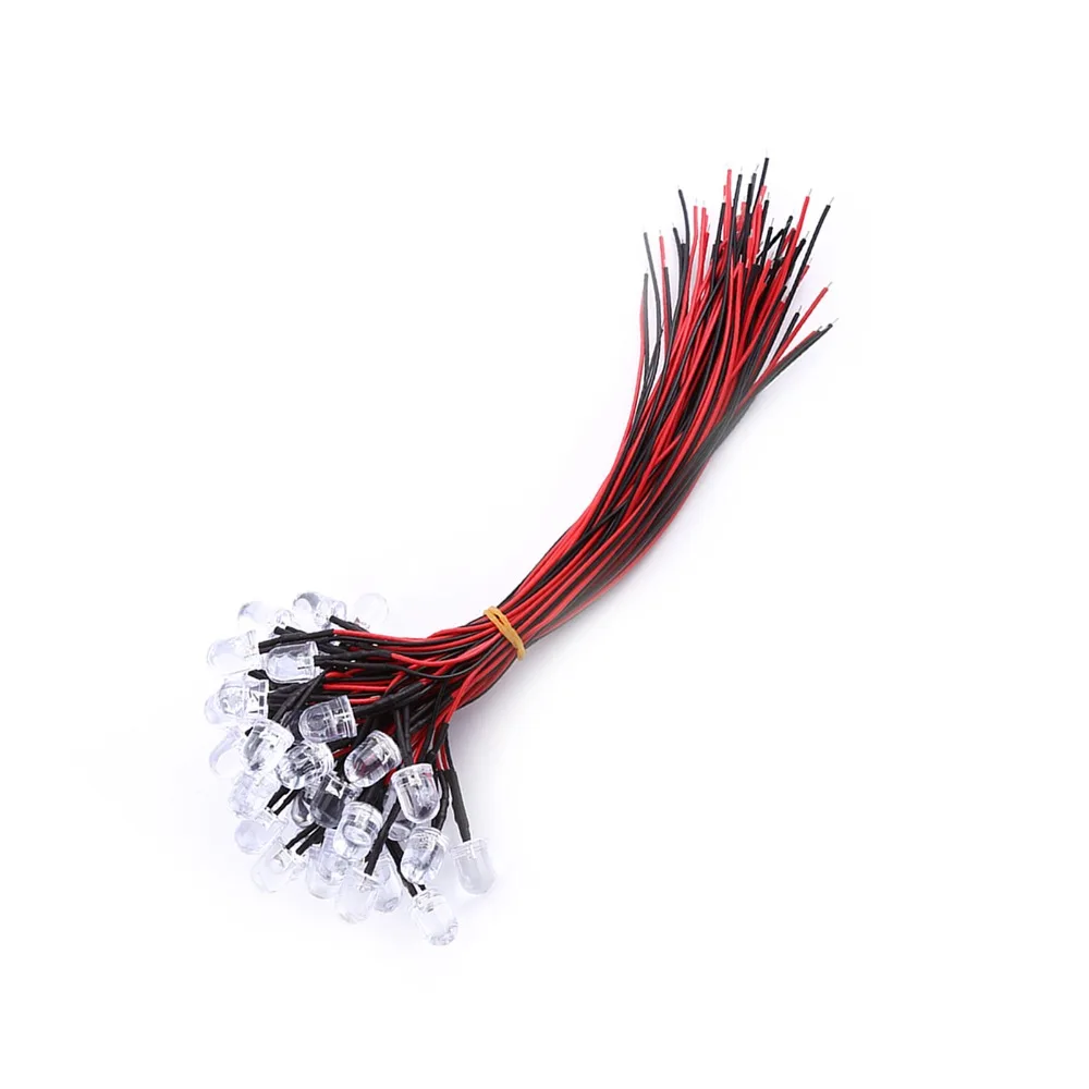50 قطعة تيار مستمر 5-12 فولت قبل السلكية LED الثنائيات 10 مللي متر أبيض أحمر أزرق أخضر LED أضواء LED مصابيح مؤشر الإضاءة #5