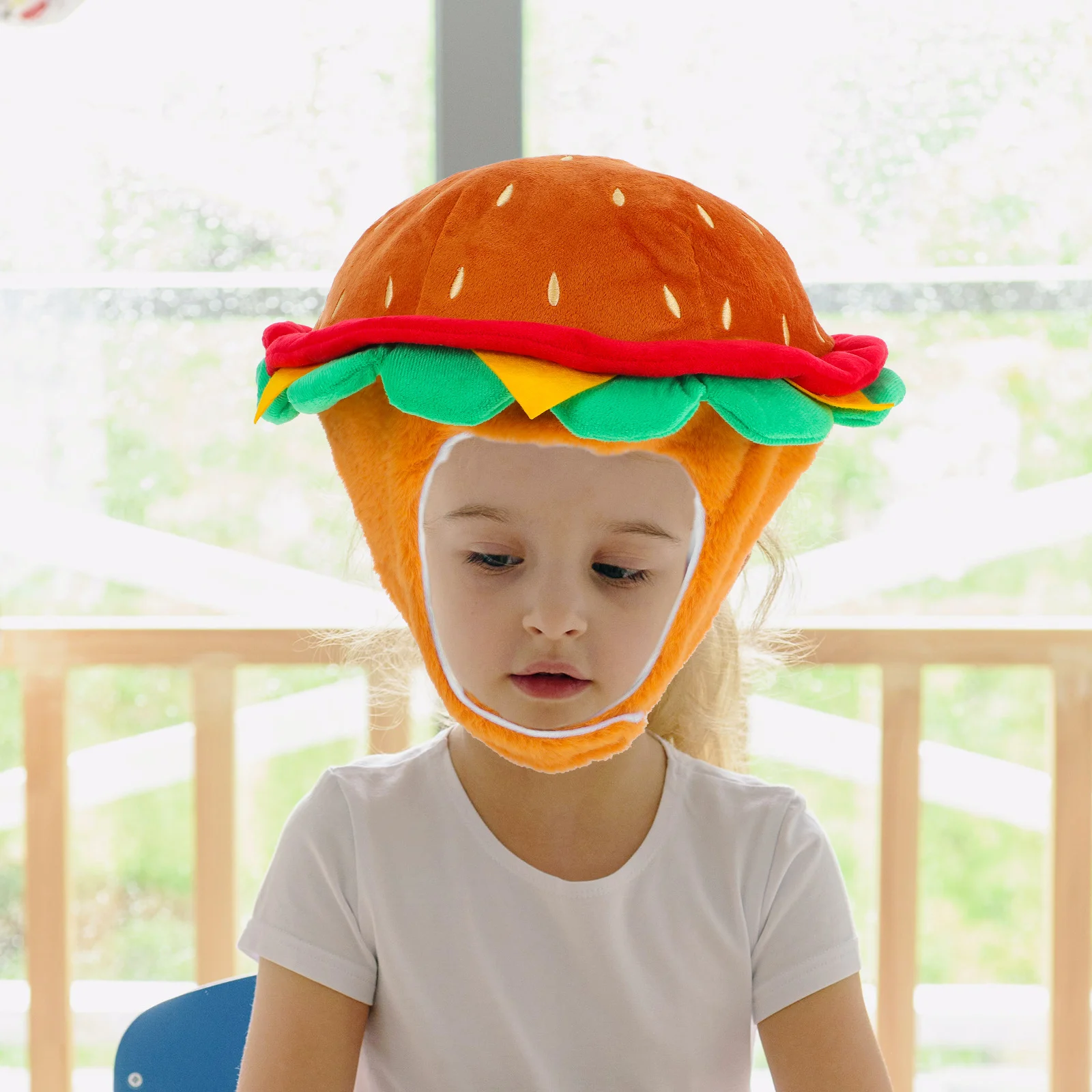 

Hamburger Hat Funny Hamburger Headgear Soft Comfortable Party Cap for Halloween Cosplay Performance Theme Party Supplies