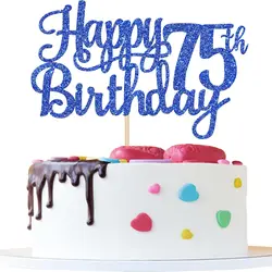 1 PCS Happy 75th Birthday Cake Topper Cheers to 75 Years Birthday Cake Decoration for Happy 75th Birthday Decorations Supplies