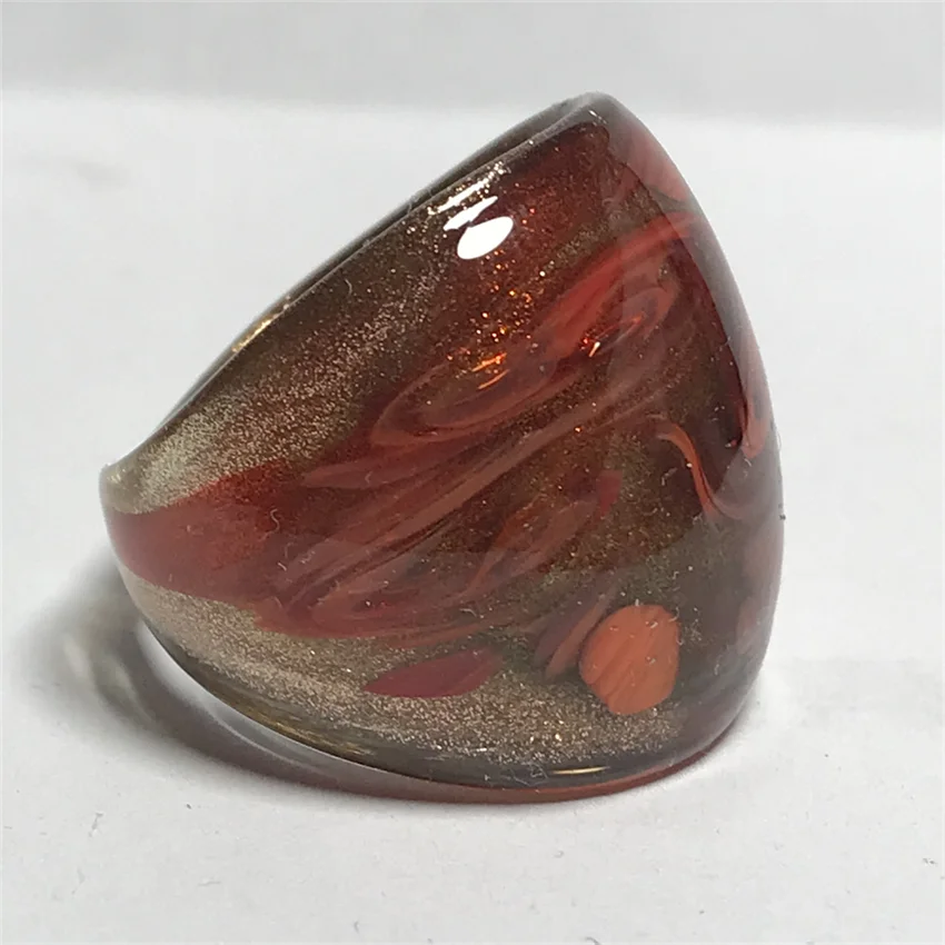 Handmade Vintage For Women Murano  Liuli  Rings Fashion Glass Jewelry  Red