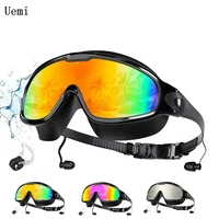 Adult Wide View Swim Goggles Anti-Fog Anti-UV No Leak Swimming Glasses with Earplugs for Men And Women Youth