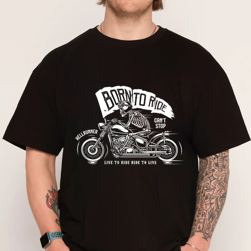 

Skeleton Rider Motorcycle T-shirt New Fashion 100% Cotton Men Short Sleeve Printing O-Neck Casual T Shirt