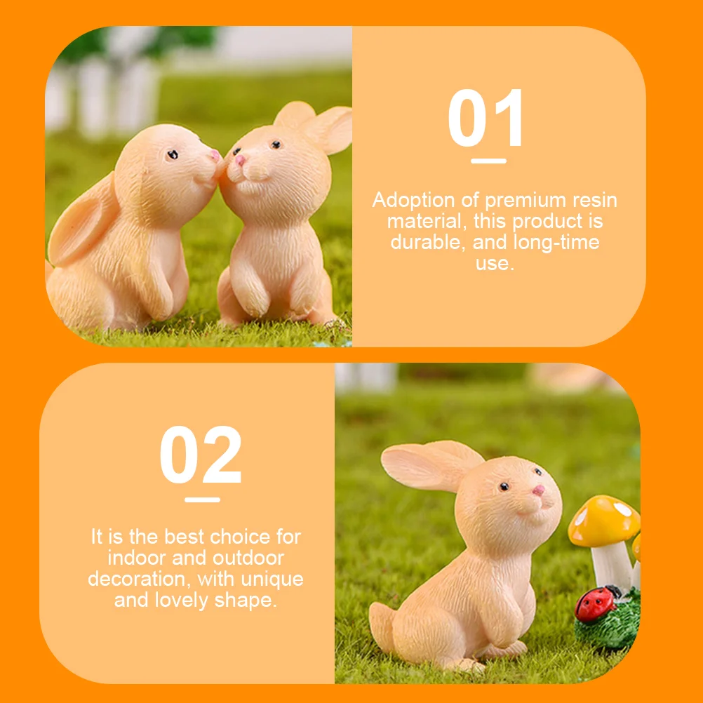 14 Pcs Rabbit Micro Landscape Pose Decor Mini Miniature Figurines Decorations DIY Bonsai Decors Plastic Pp Craft Ornaments