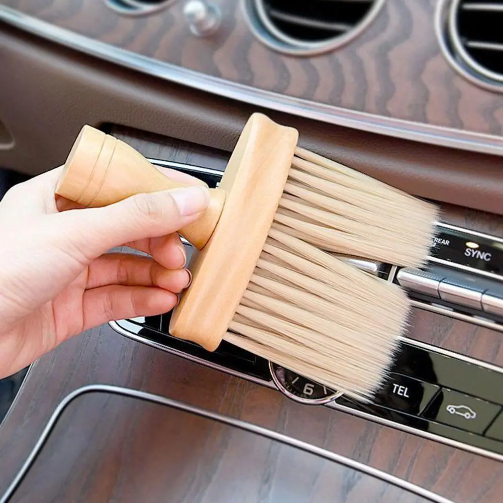 Wooden Soft Brush Keyboard Cleaning Kit Car Interior Cleaning Tools Multifunctional Cleaning Brushes Barber Neck Duster Brush