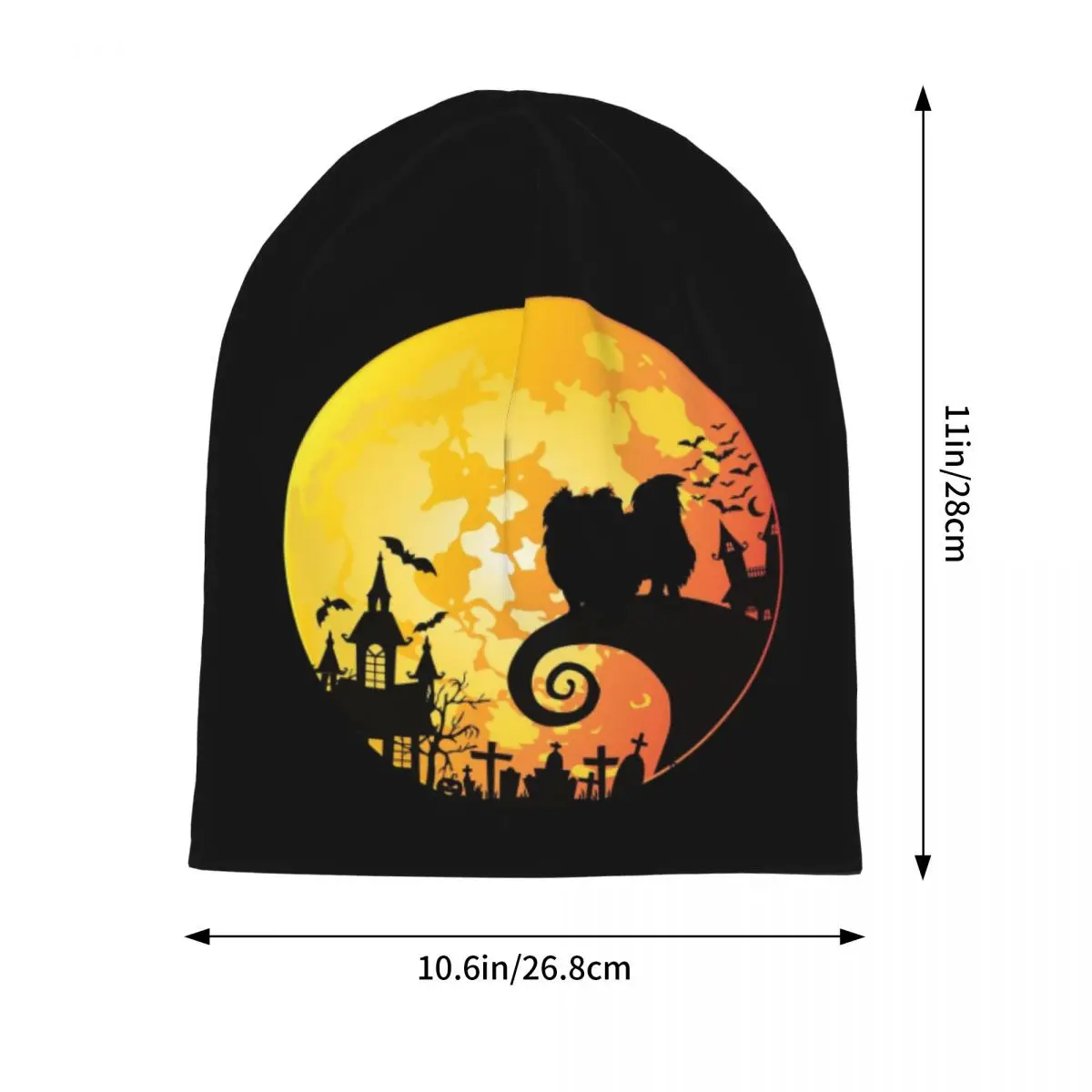 بكين الكلب والقمر هالوين Skullies قبعة حريمي دافئة الخريف الشتاء في الهواء الطلق قبعة محبوك بونيه قبعات للرجال النساء الكبار