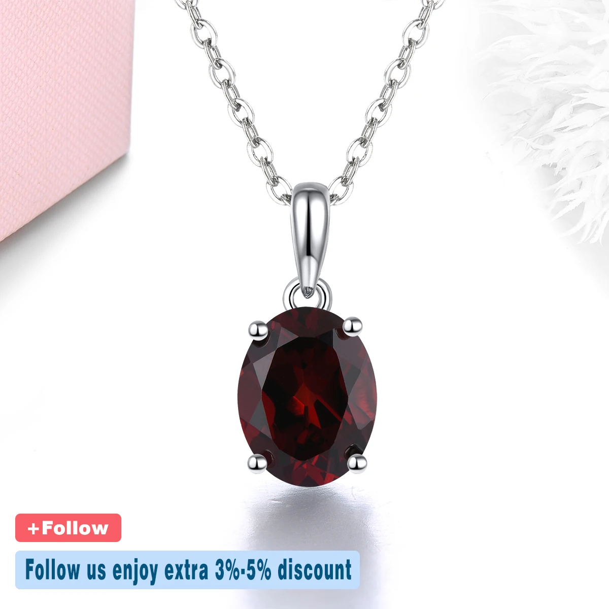 Natural Red Garnet Sterling Silver Pendants 2.1 Carats Genuine Garnet Gemstone S925 Fine Jewelry Classic Design Daily Style