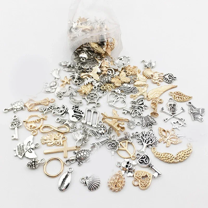 100/200pcs Tibetan Silver Mixed Pendant Animals Charms Beads for Jewelry Making Bracelet Earrings Necklace DIY Craft Art Charms