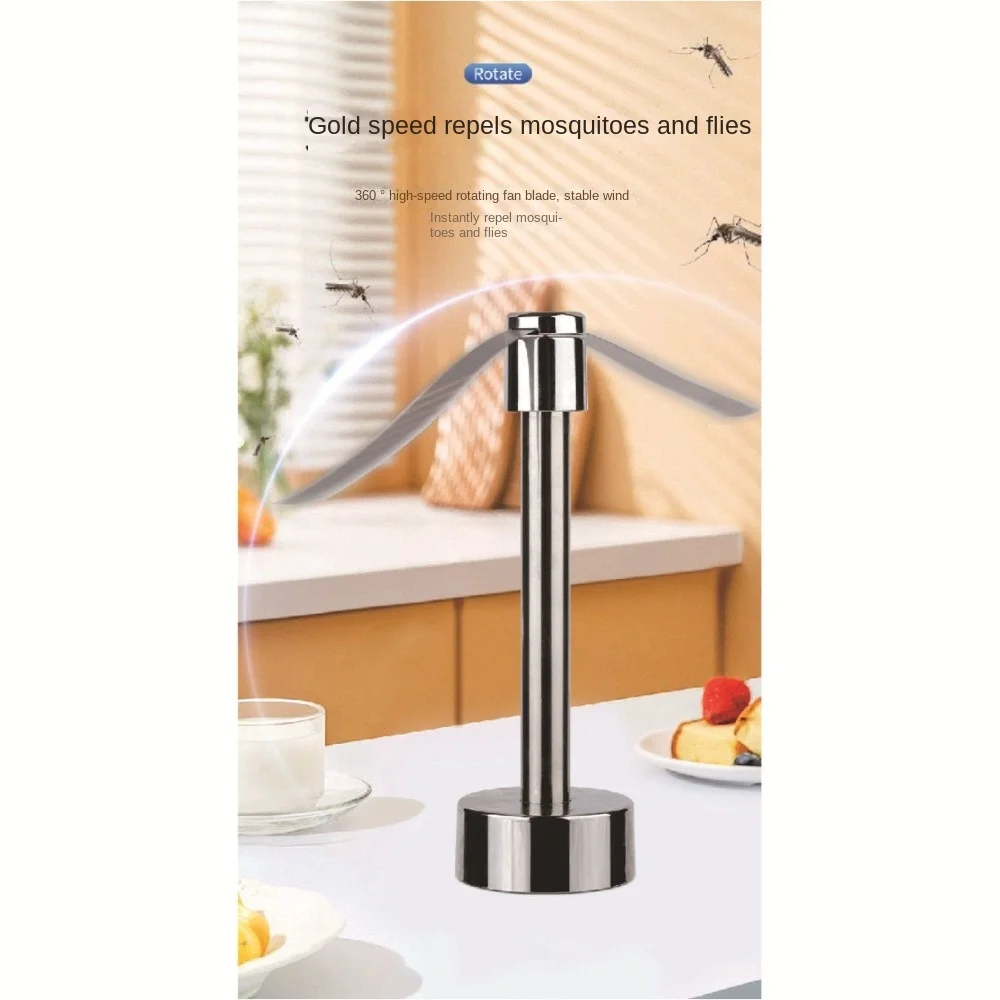

High Quality Stainless Steel Fly Repellent Fan Silent Keep Flies Away Automatic Fly Trap Battery Power Food Fan Home&Outdoor