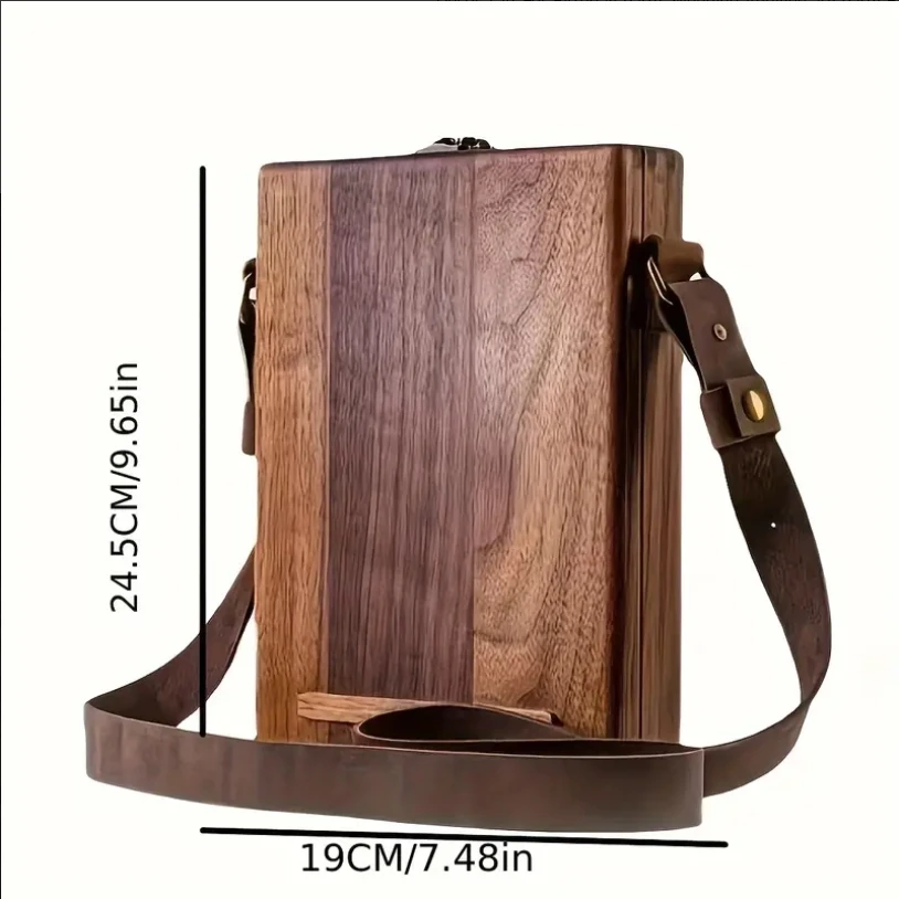 Retro Nostalgic Writers Wood Box Bags Women's Wood Messenger Bags Outdoor Sketch Bags Tool Storage with Lid Souvenir Box Bags