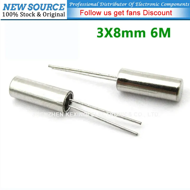 10PCS Crystal Oscillator 6M Cylindrical Type 3*8mm 6MHZ Passive Crystal Oscillator