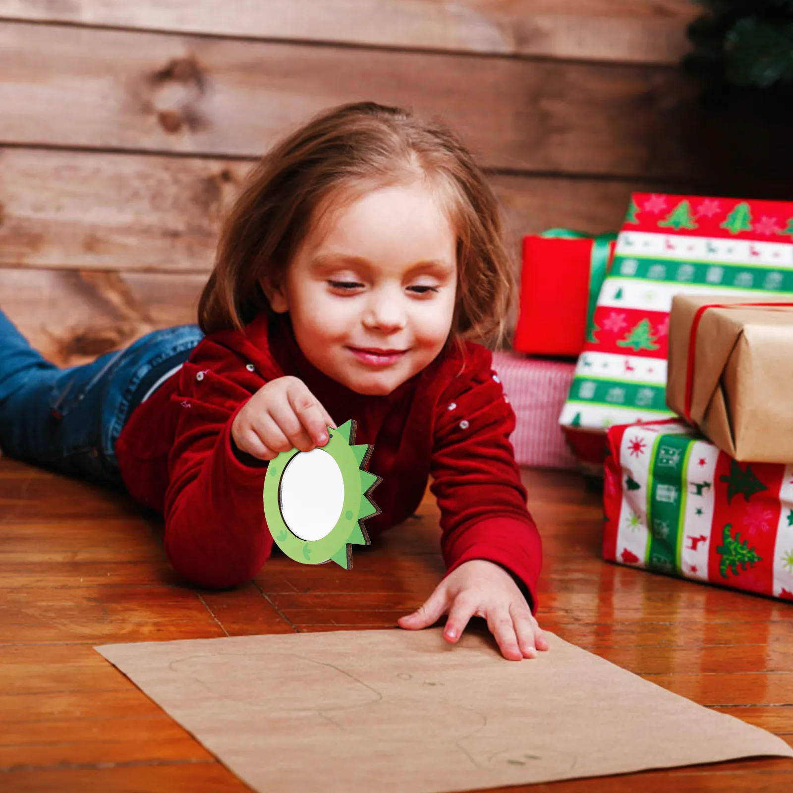 Espejo de Baño Irrompible para Bebés, Espejo Educativo de Madera con Forma de Dinosaurio, Seguro para Niños Pequeños, para la Bañera, Aprendizaje y Guardería