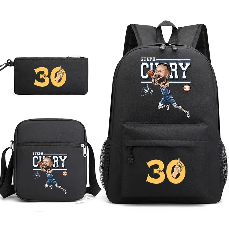 Curry avatar printed backpack set student school bag shoulder bag pencil case 3-piece set