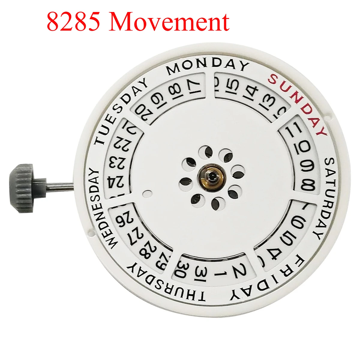 

8285 Automatic Mechanical Movement Mod Day-Date Watch Mechanism with Week at 12:00/Date at 3:00 O'clock 21 Jewels