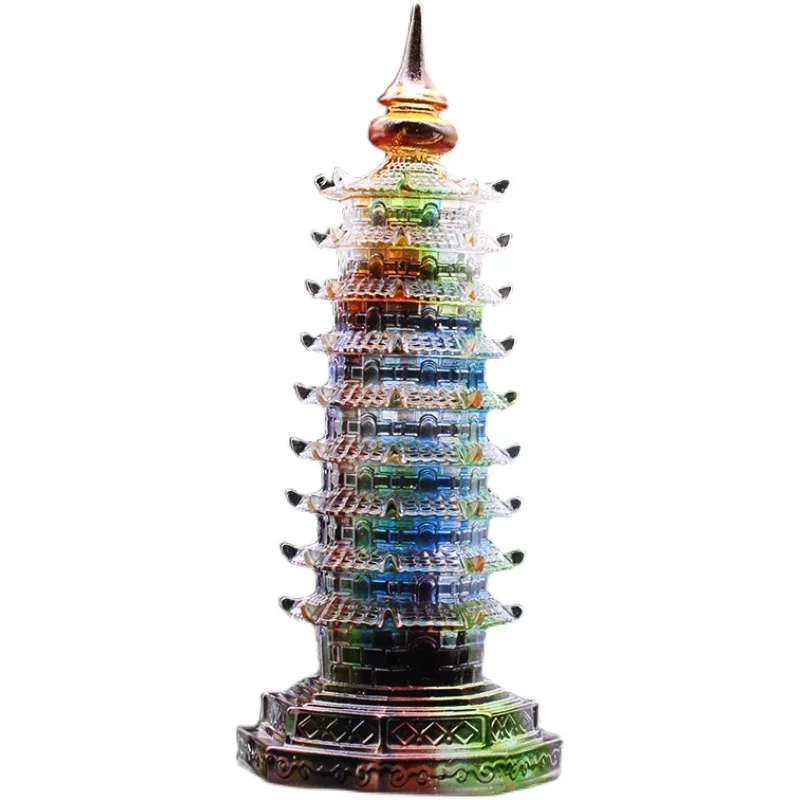 

Хрустальное цветное стеклянное украшение башни, 9-слойная пагода, студенческие офисные настольные аксессуары