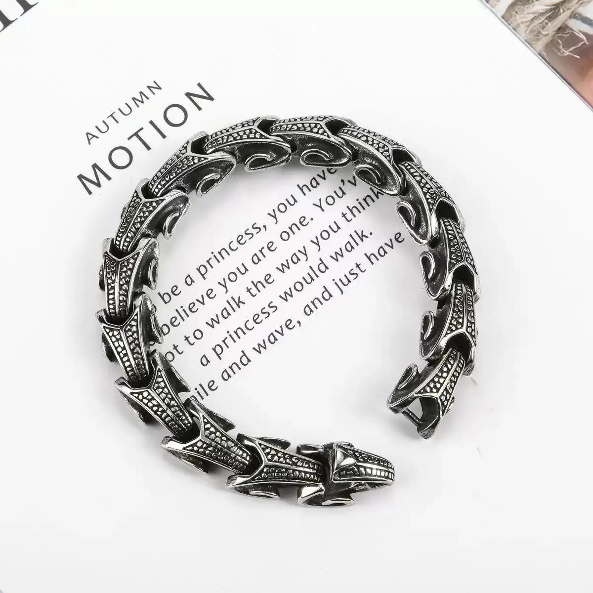 Hip-hop Dragon Bone Chain Bracelet for Mens 316L Stainless Steel Black Gold Silver Color Bangle Bracelets Jewelry