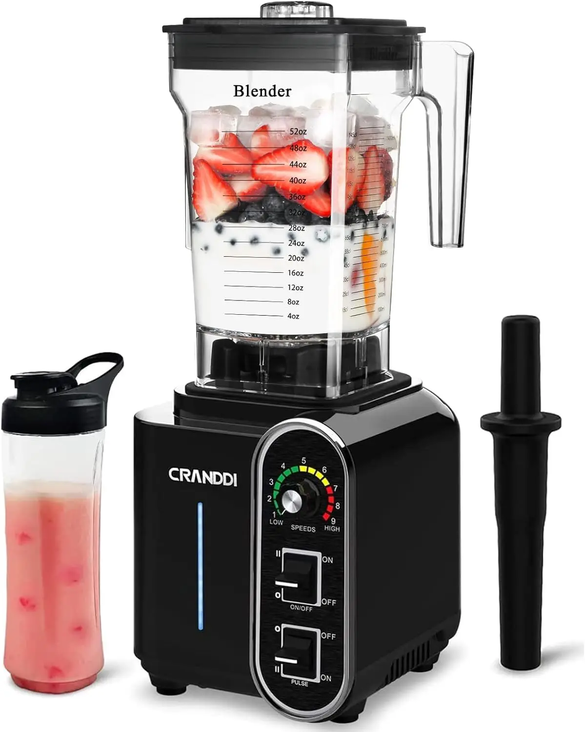 

CRANDDI Professional Countertop Blender for kitchen,1800W, 9 Speeds, 52oz Jar for Shakes and Smoothies,High-Speed Commercial