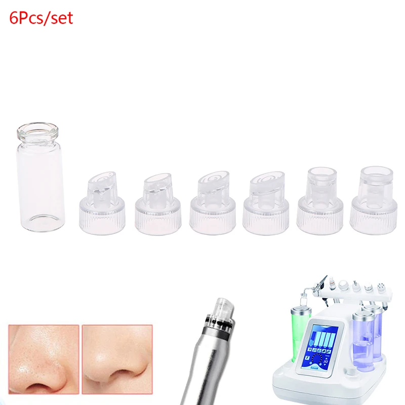 6Pcs/Set Head Replacement Plastic Tips for Hydra Facial Device Water Jet Tips For Hydra Facial Bubble Pen Beauty Machine