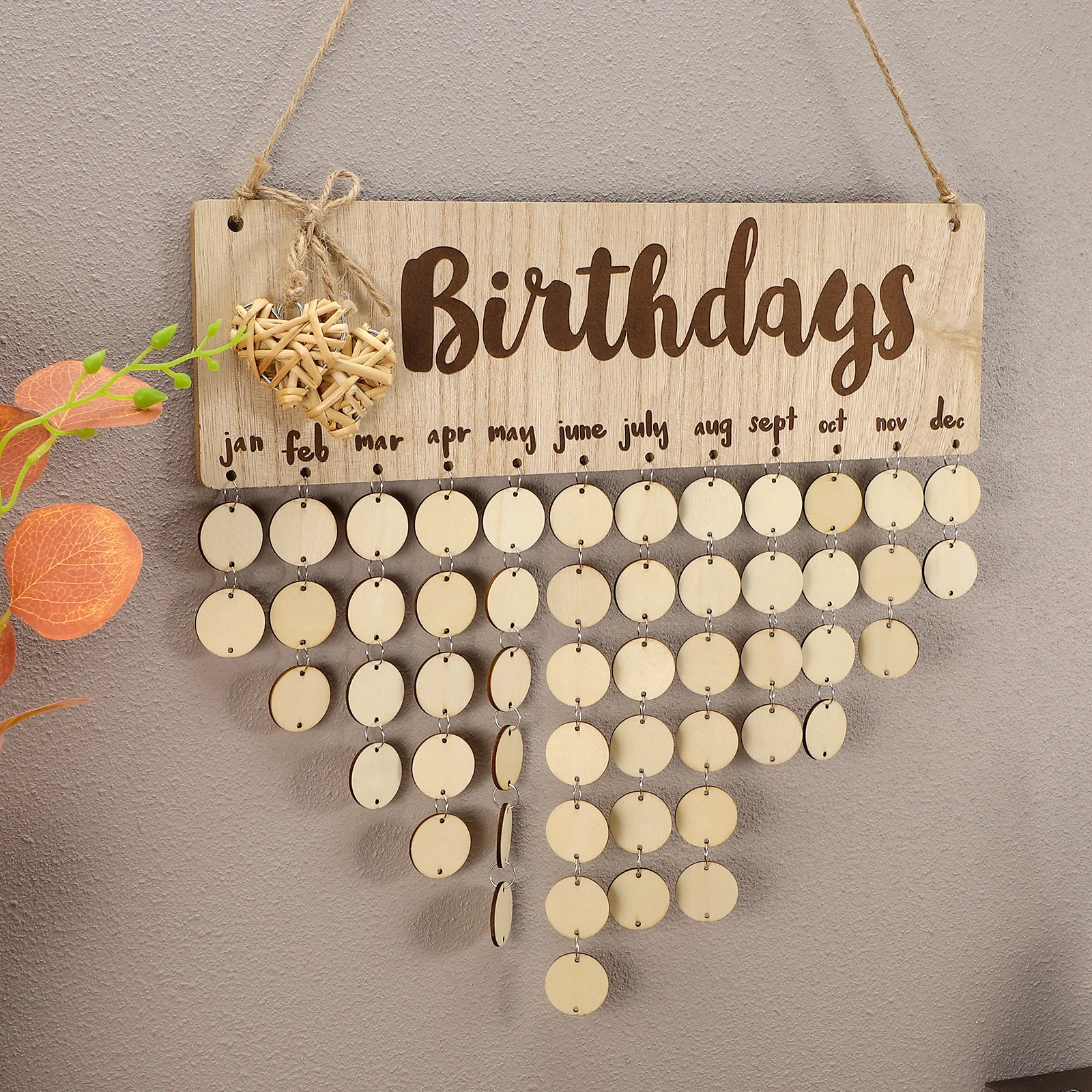 

Birthday Reminder Board Sign Letter Hanging Decoration Wooden Family Calendar Large