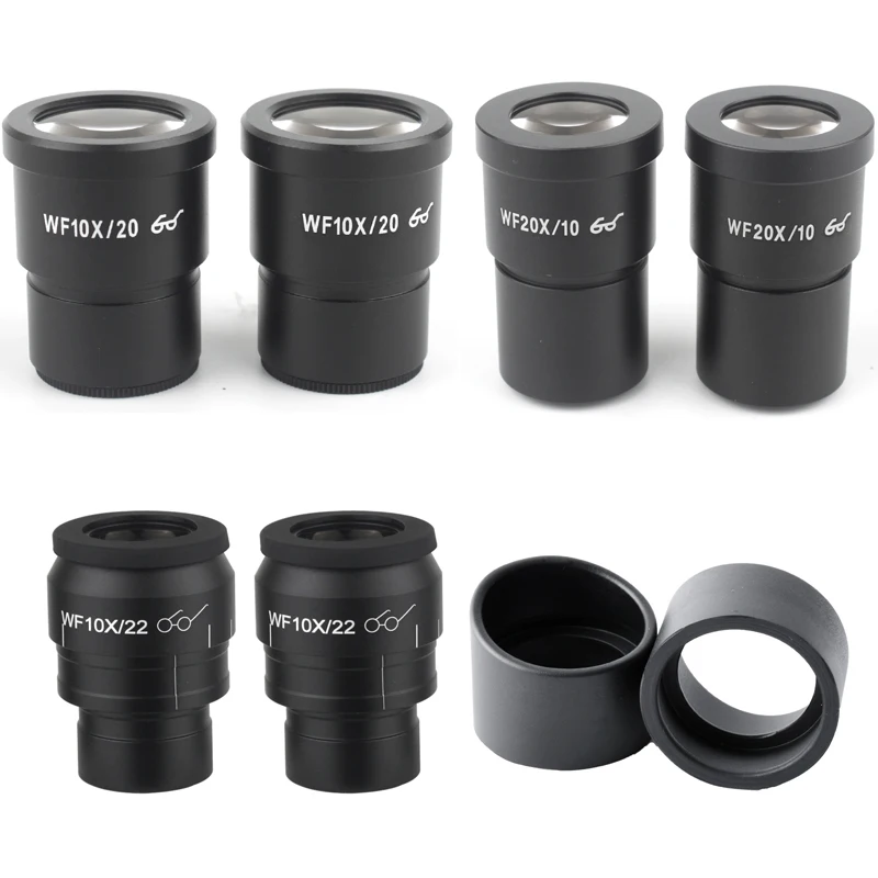 One Pair WF10X WF15X WF20X WF25X WF30X Eyepiece For Stereo Microscope Wide Field 20mm 15mm 10mm 9mm WF10X/20 High Eye-Point