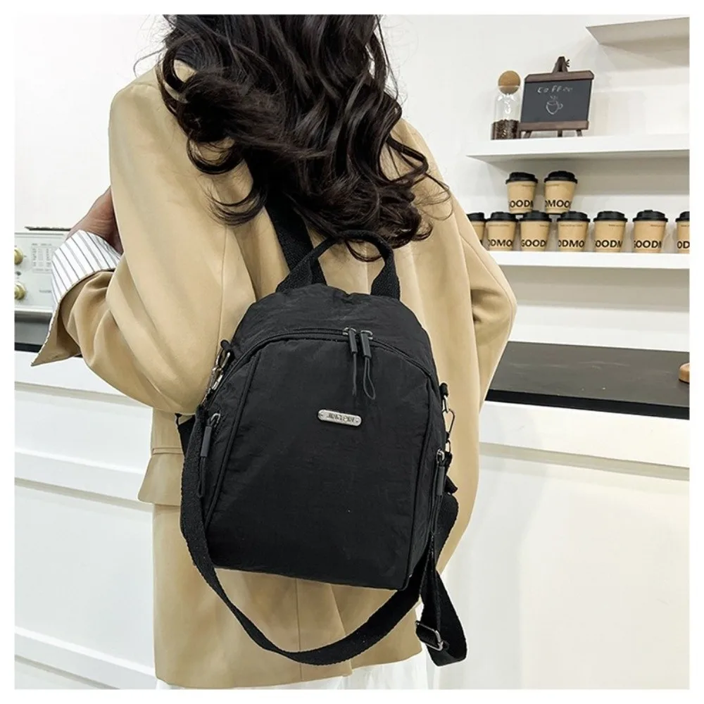Petit sac à dos de grande capacité en tissu Oxford, sac à bandoulière léger, couleur unie, cartable pour femmes