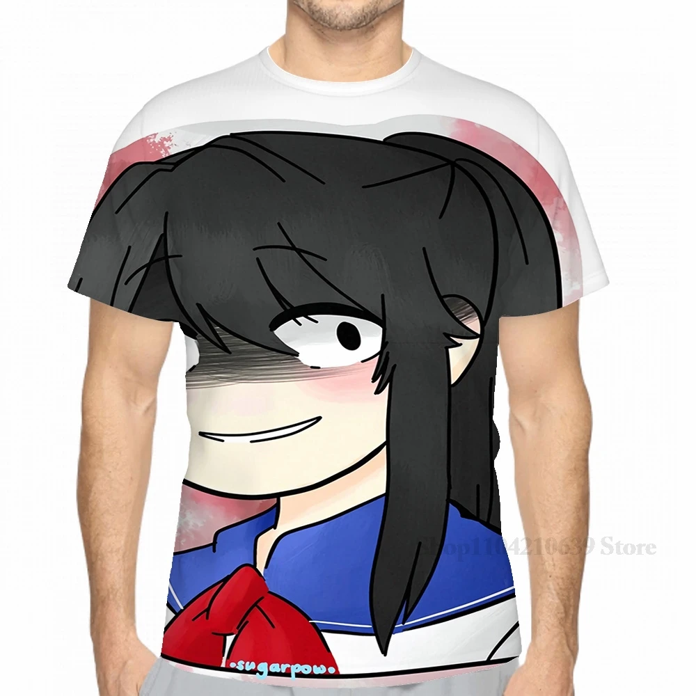 تي شيرت رجالي مطبوع بالكامل من Yandere-chan من Yandere Simulator تي شيرت نسائي أنيق للفتيات تي شيرت للأولاد تي شيرت بأكمام قصيرة #1
