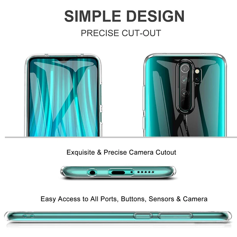 Funda a prueba de golpes para Xiaomi Redmi Note 8 Pro 8 8A 9 9S 9T 9A 9C 10 10S 11S 11 Pro, transparente suave 5