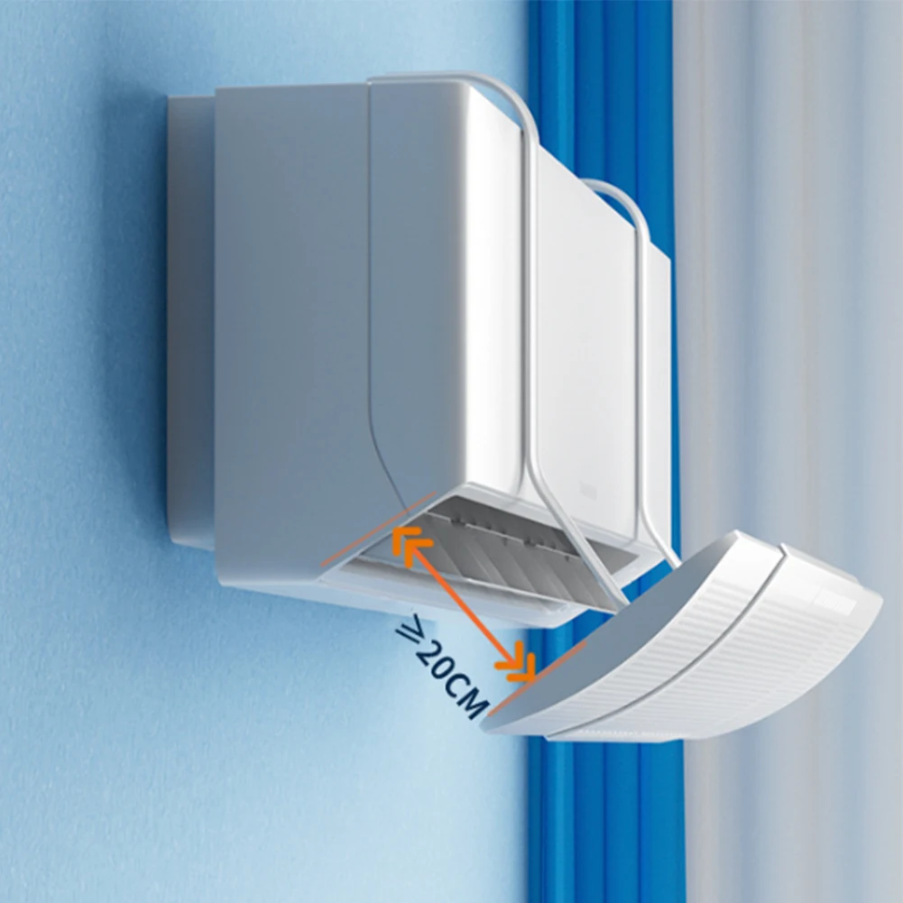 Wall Mounted Air Deflector For Air Conditioning With Adjustable Retractable Baffle To Reduce Direct Cold Air Exposure