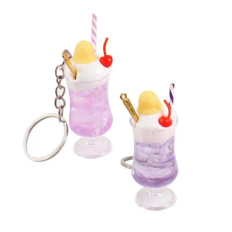 Mini-Simulations-Getränkebecher-Schlüsselanhänger, Fake-Saft-Eiscreme-Modell, Hängeornament, Taschenanhänger, Dekoration, Autoschlüsselhalter – Detail 5