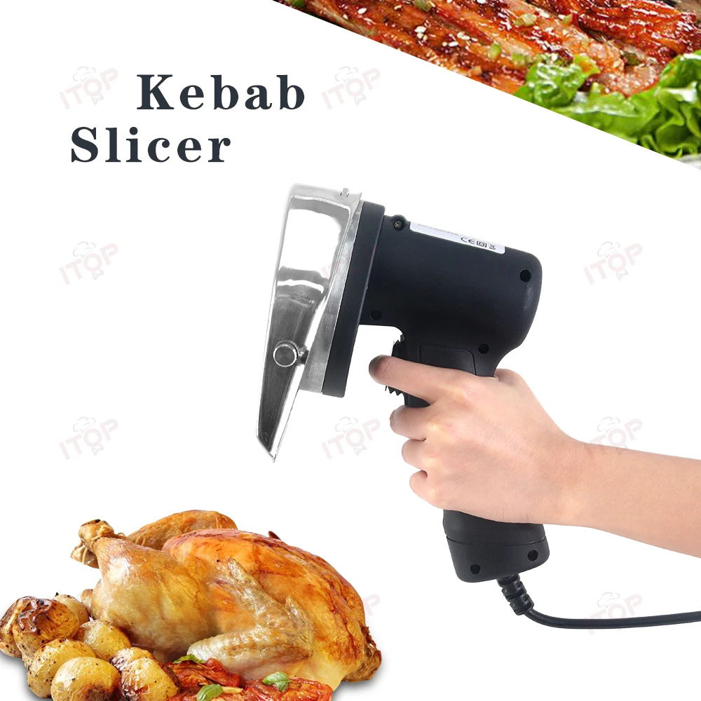 ITOP-tranche eléctrico de Kebab, máquina Shawarma, cuchillo, cortador de Doner Gyros con 2 cuchillas, herramientas de cocina de 110V/220V/240V