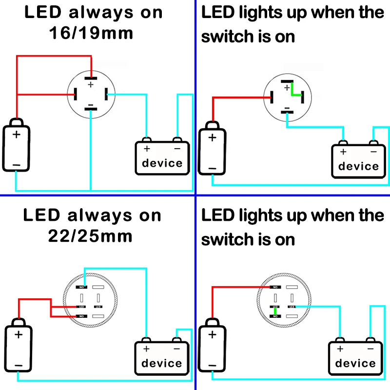 16/19/22/25MM 1NO 10A/15A/20A Large Current Metal Push Button Switch Self Reset Self-Locking With Lamp 3V/6V/12V/24V/48V220V