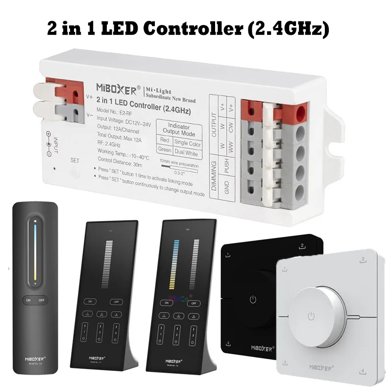 

E2-RF 2 in 1 LED Controller (2.4GHz) DC12~24V Compatible with MiBoxer 2.4GHz series remote