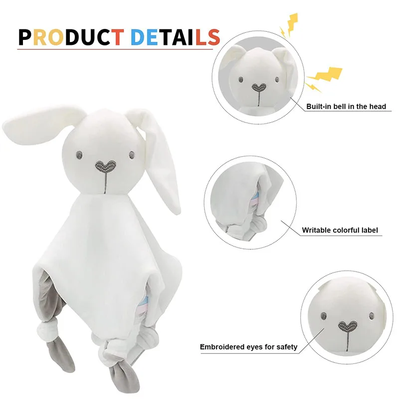 Serviette de bave douce et apaisante de dessin animé, mouchoir pour bébé animal avec papier sonore, peut boucher sur une serviette, poupée jouet