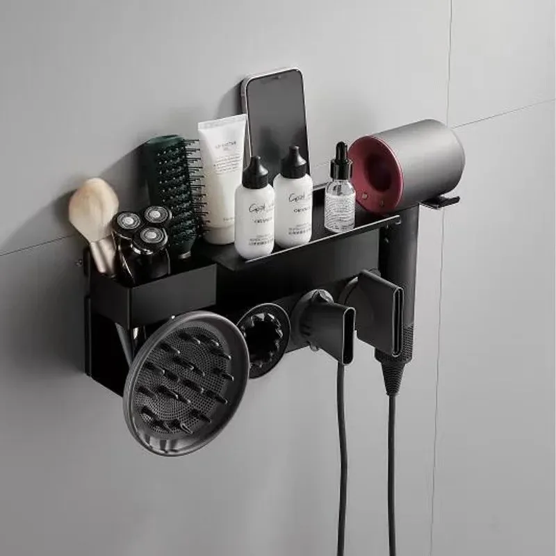 Wall Hair Dryer Holder for Dyson No Punching 2in1 Stand Curling Iron Home Storage Shelf Bathroom Accessories Sundries Organizer