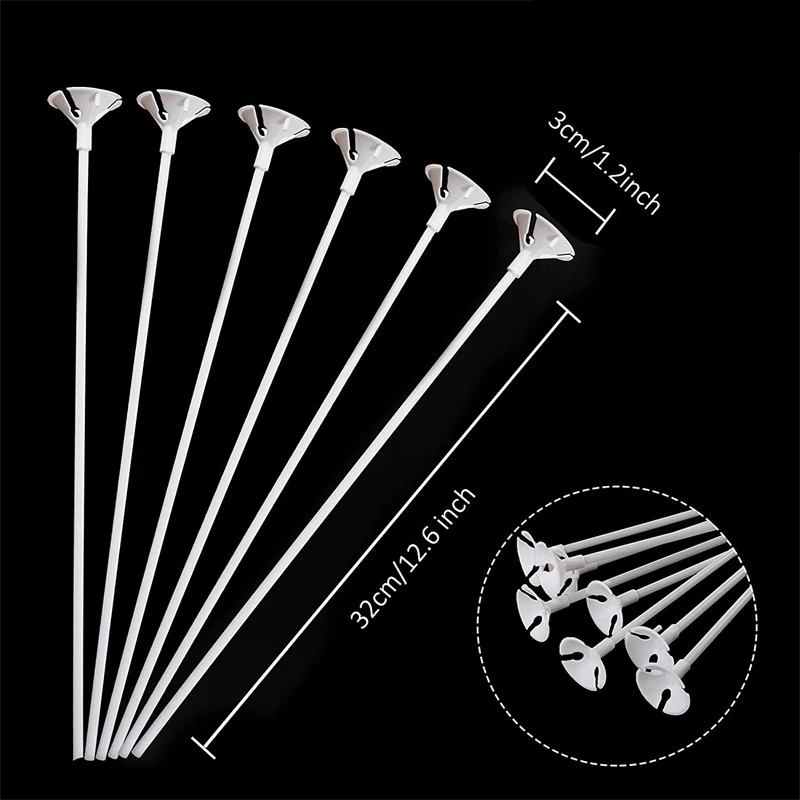 32cm White PVC Balloons Holder Sticks with Clip Latex Balloon Stick Birthday Wedding Party Supplies Kids Party Decor