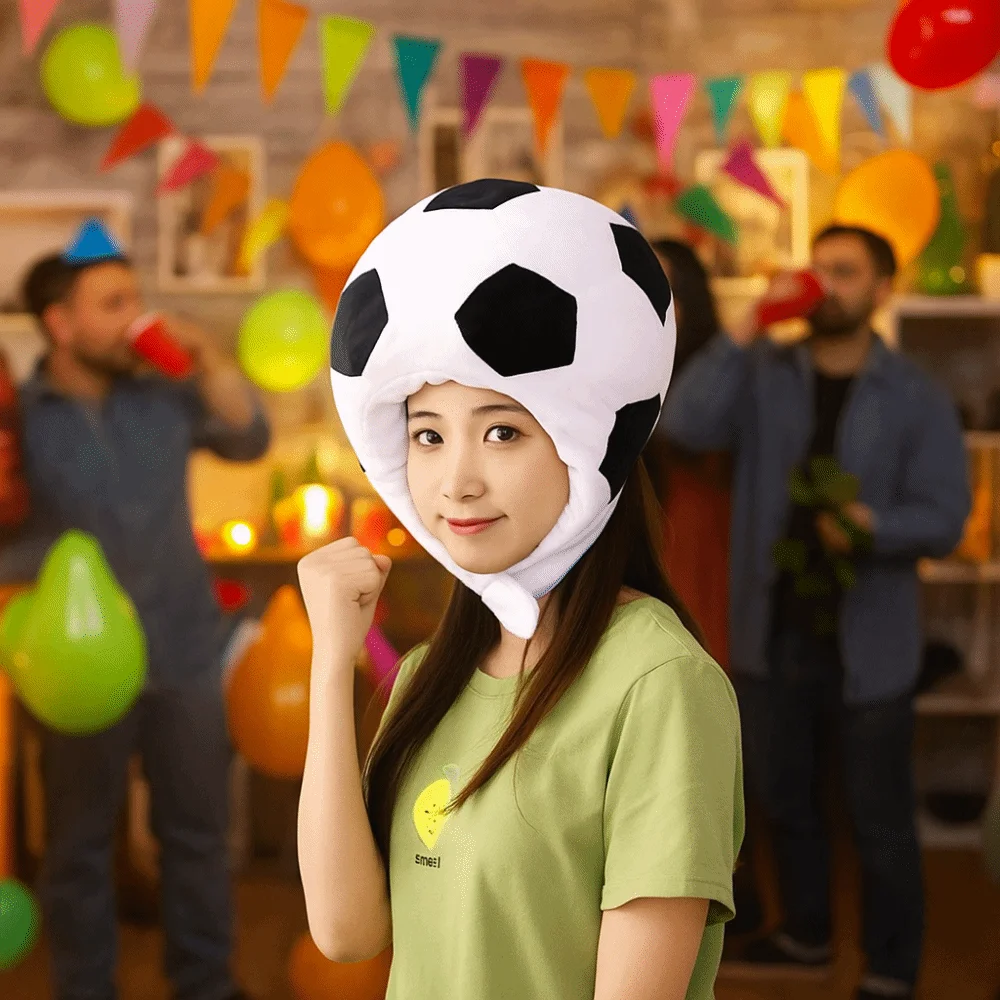 

Creative Funny Football Headgear Soft Comfortable Cartoon Headgear Cap Novelty Unique Football Shape Hat Halloween