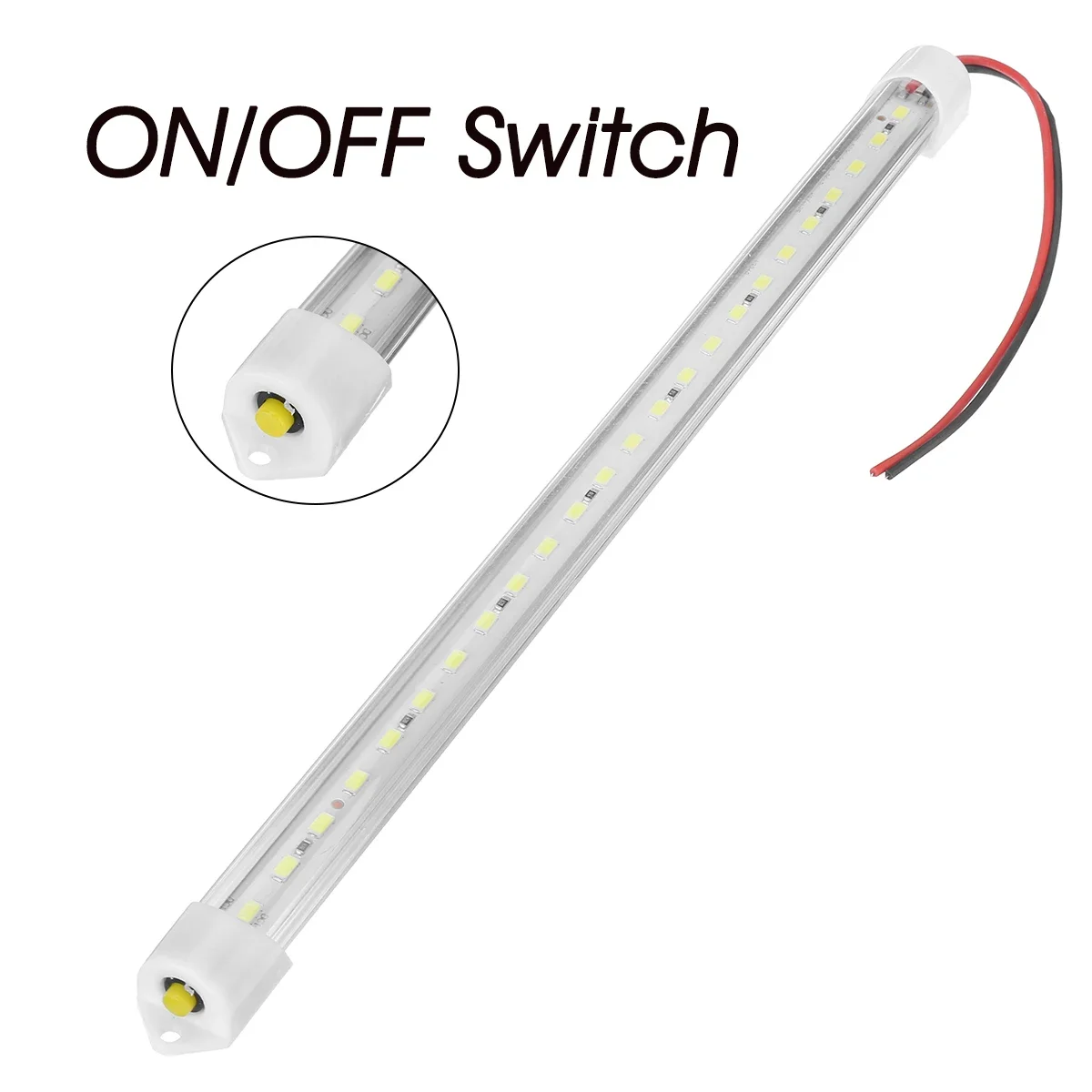 12V 24V LED 1Pc Car Interior Light Lamp Strip Light Bar On/Off Switch for Van Lorry Truck Camper Caravan Camping RV Caravan