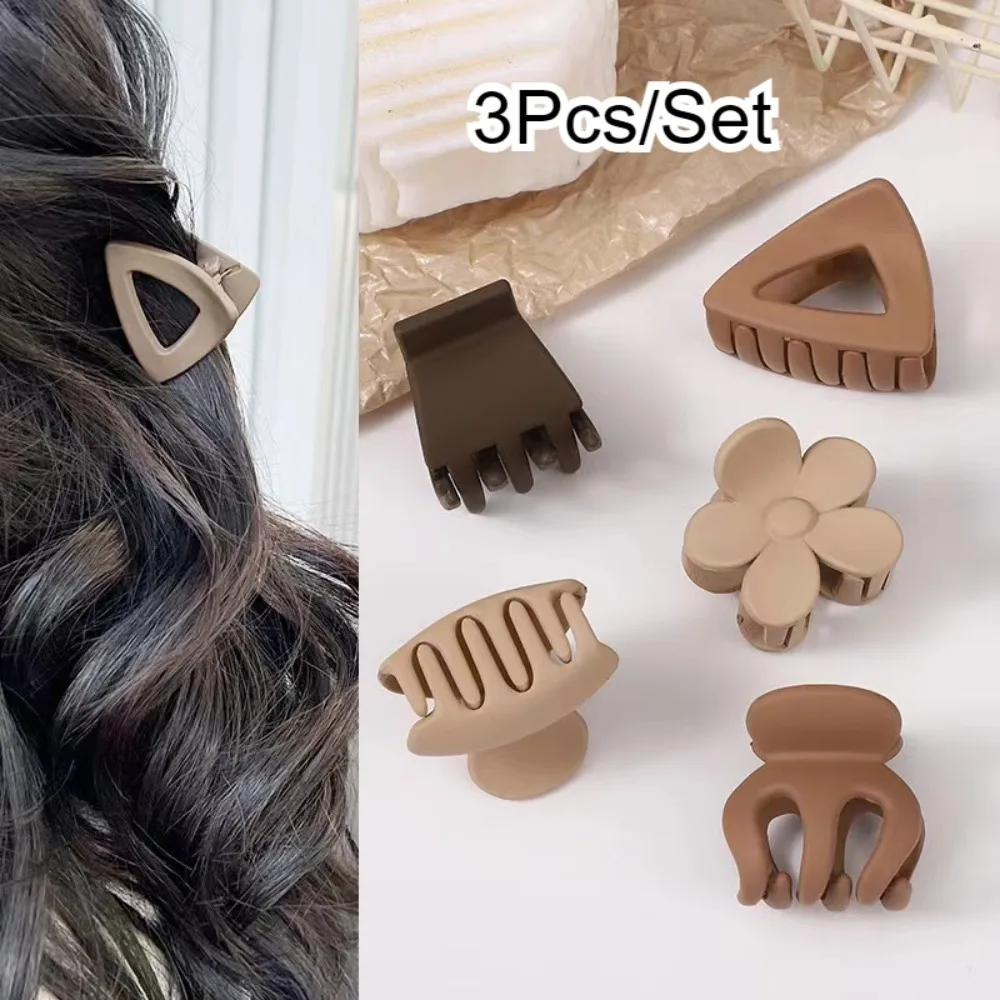 Brown Three-piece Hairpin Set Small Frosted Side Bangs Clip Shark Clip Shredded Hairpin Korean Simple Women's Hair Styling Tools