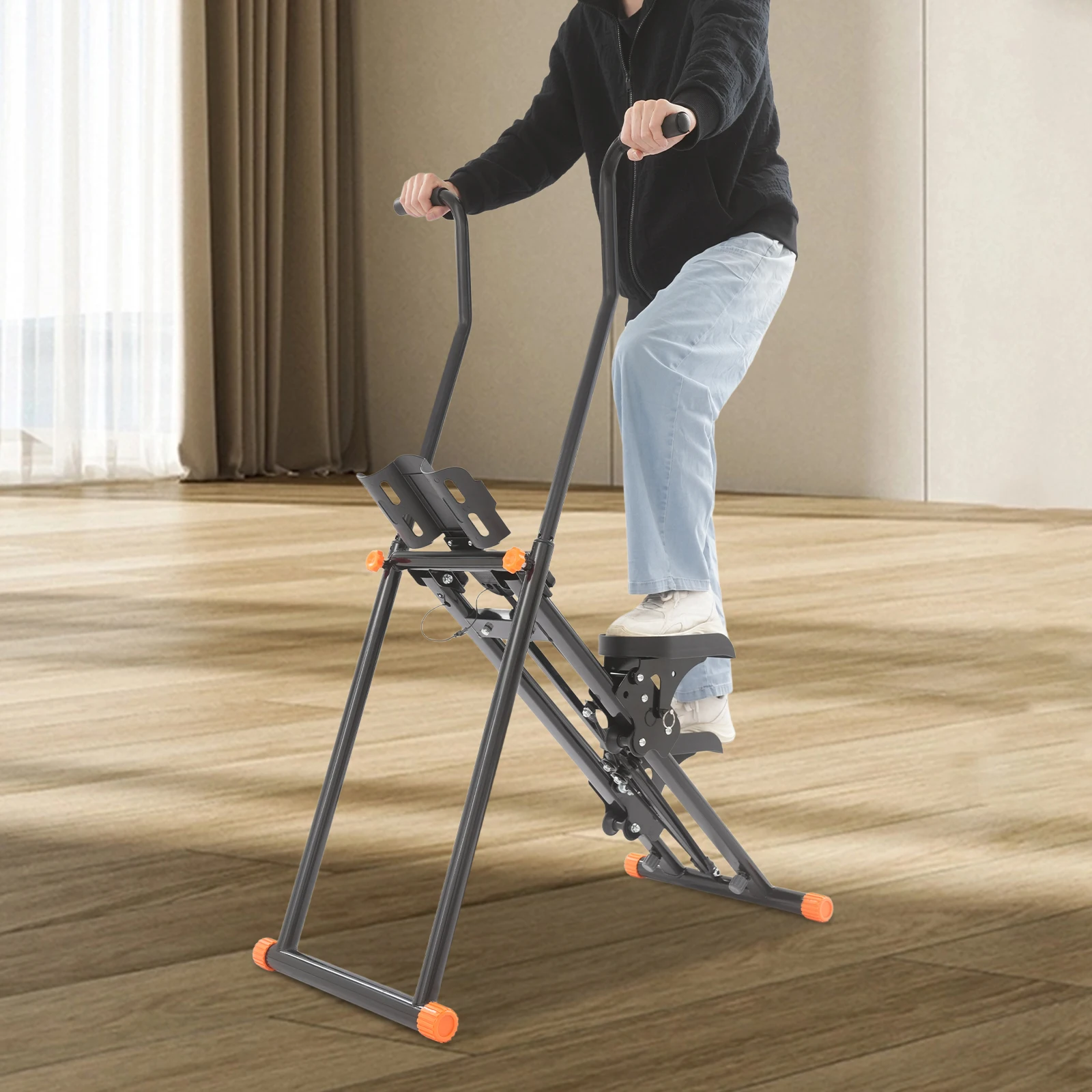 أداة سلالم من الفولاذ الأسود، أداة سلالم قابلة للطي مقاس 56*85*133 سم لصالة الألعاب الرياضية المنزلية #2