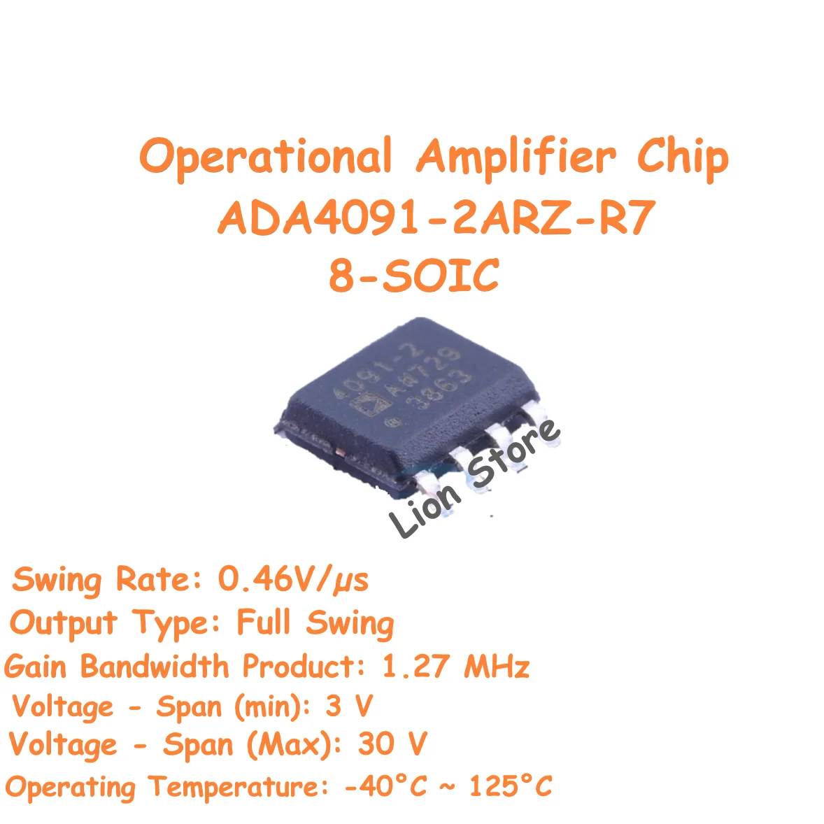 

10-200pcs/lot ADA4091-2ARZ-R7 8-SOIC Dual Operational Amplifier Chip Gain Bandwidth Product 1.27 MHz 100% New and Original