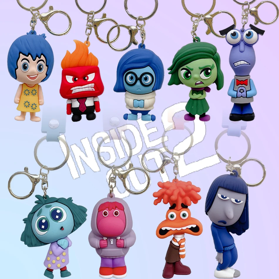 Anime INSIDE OUT Figure Keychain Cute Brain Secret Service Team 3D Doll Cartoon Car Key Accessories Pendent Gift for Children